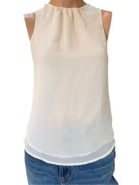 H&M Ivory Tie Back Sleeveless Blouse Lined Keyhole Tank Top Size 2/XS